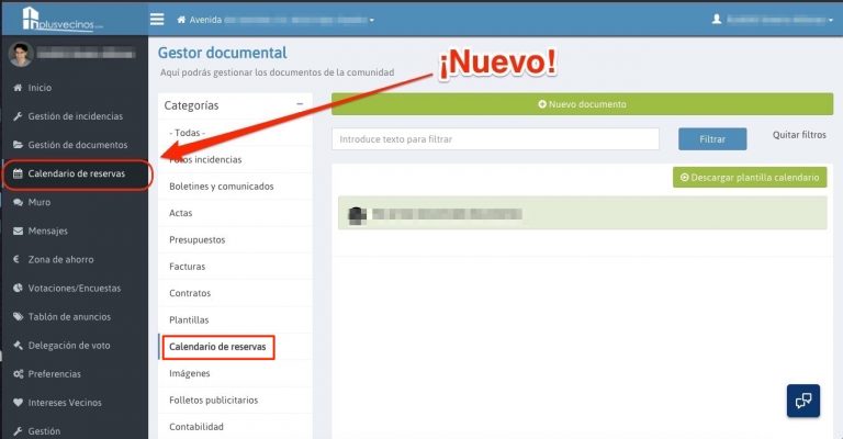 Plusvecinos | Calendario Reservas